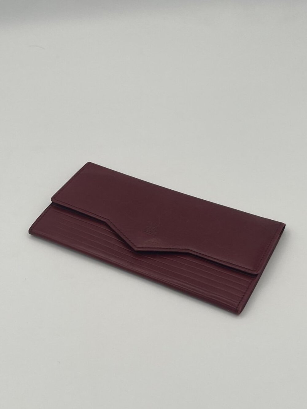 Givenchy Paris Vintage Burgundy Leather Long Envelope Wallet 4G Logo Snap Velvet